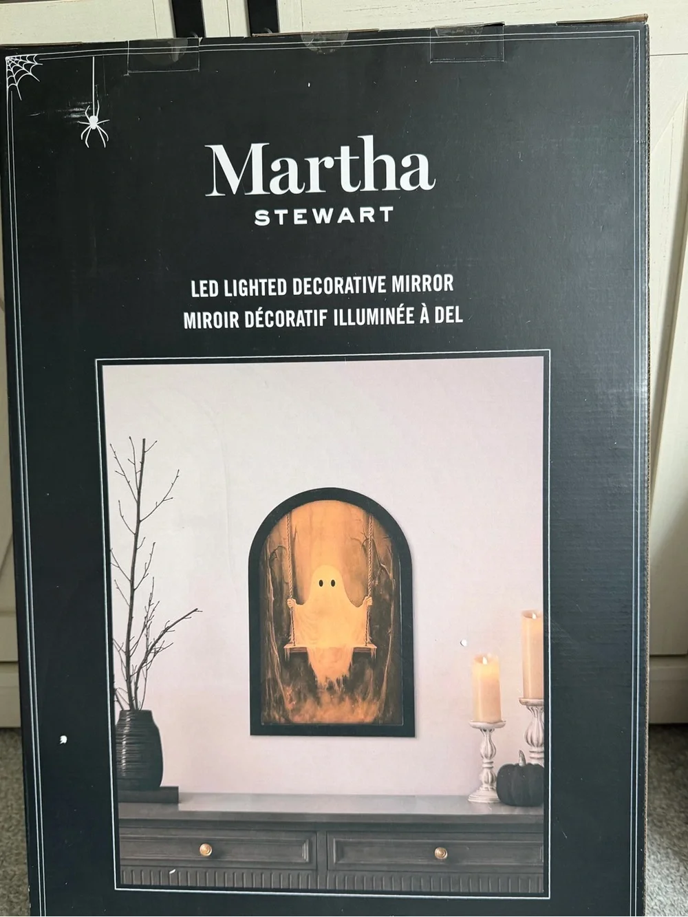New Martha Stewart Halloween Ghost On A Swing LED Lighted Decorative Mirror